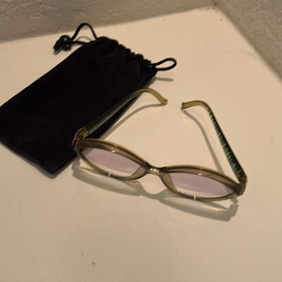 Christian Dior Round Frame Light Tint Sunglasses Olive Green Blue Stripe Bold - Picture 2 of 15